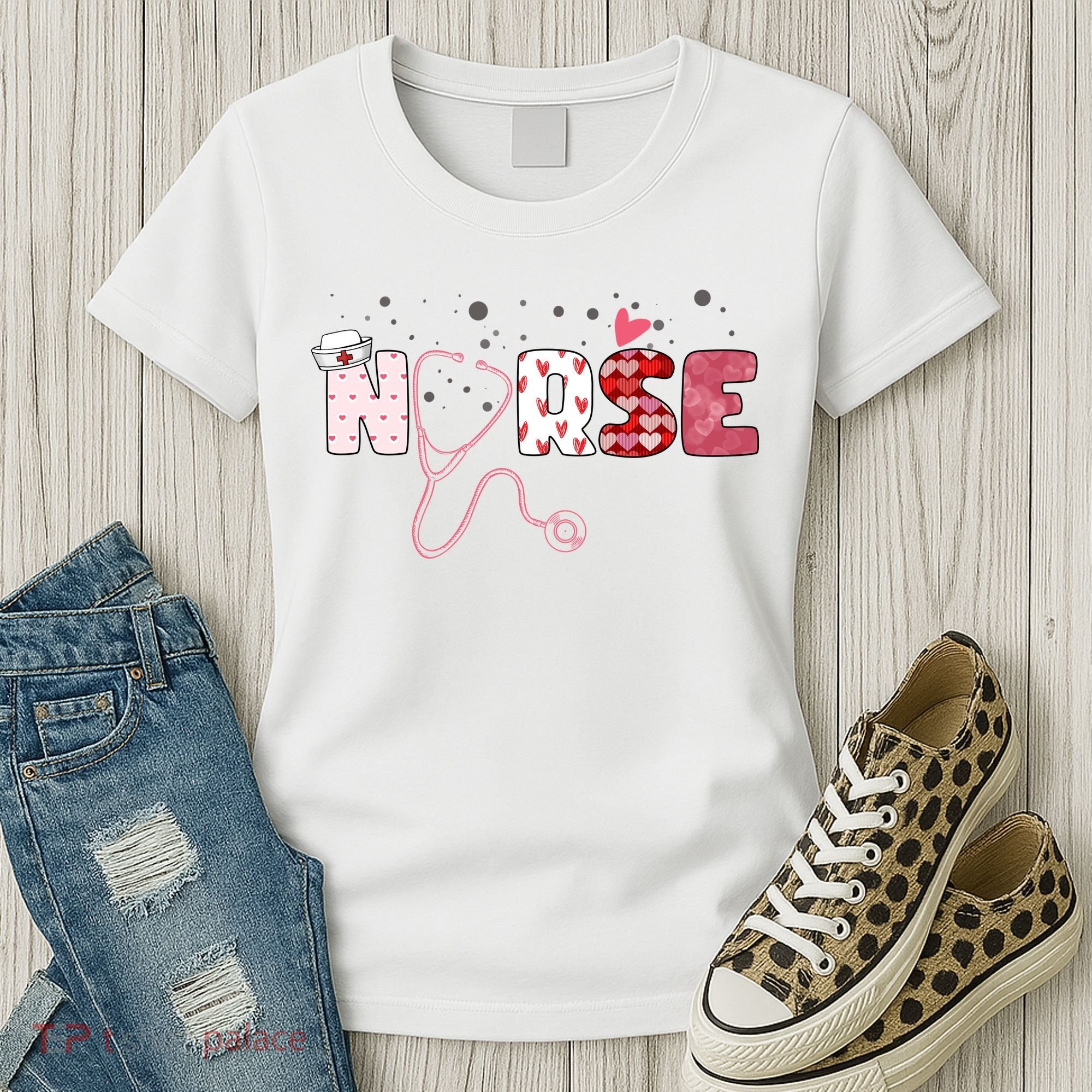 Cute Nurse Valentines Day Gift Women's T-Shirt