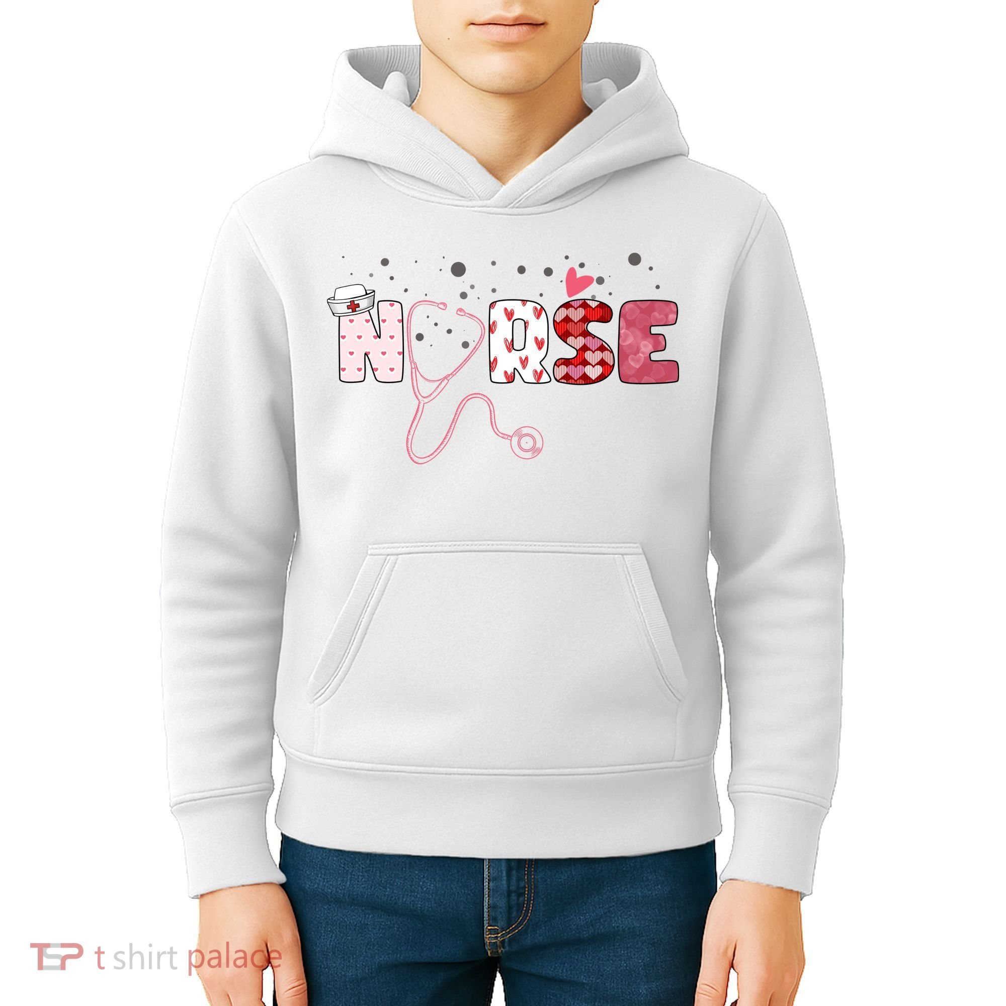 Cute Nurse Valentines Day Gift Kids Hoodie