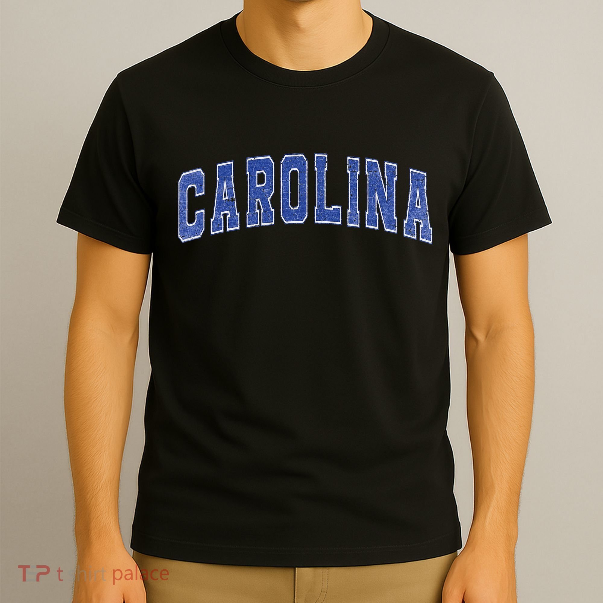 Carolina Nc Vintage Sports Blue Retro Varsity Text T-Shirt