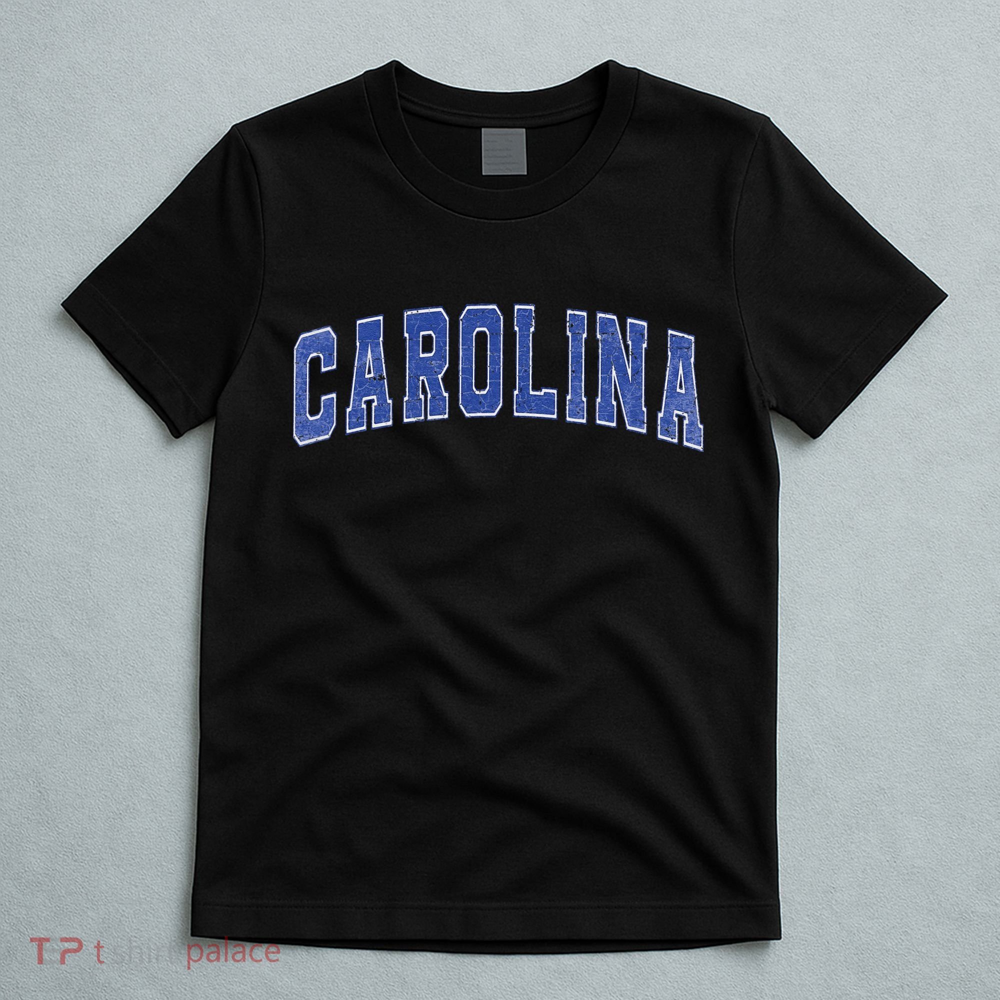 Carolina Nc Vintage Sports Blue Retro Varsity Text T-Shirt