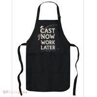 Cast Now Work Later Funny Fishing Angler & Fish Fisherman Apron thumb 0