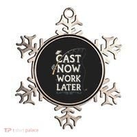 Cast Now Work Later Funny Fishing Angler & Fish Fisherman Ornament thumb 0