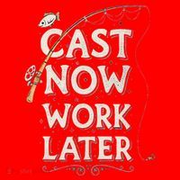 Cast Now Work Later Funny Fishing Angler & Fish Fisherman Santa Hat thumb 1