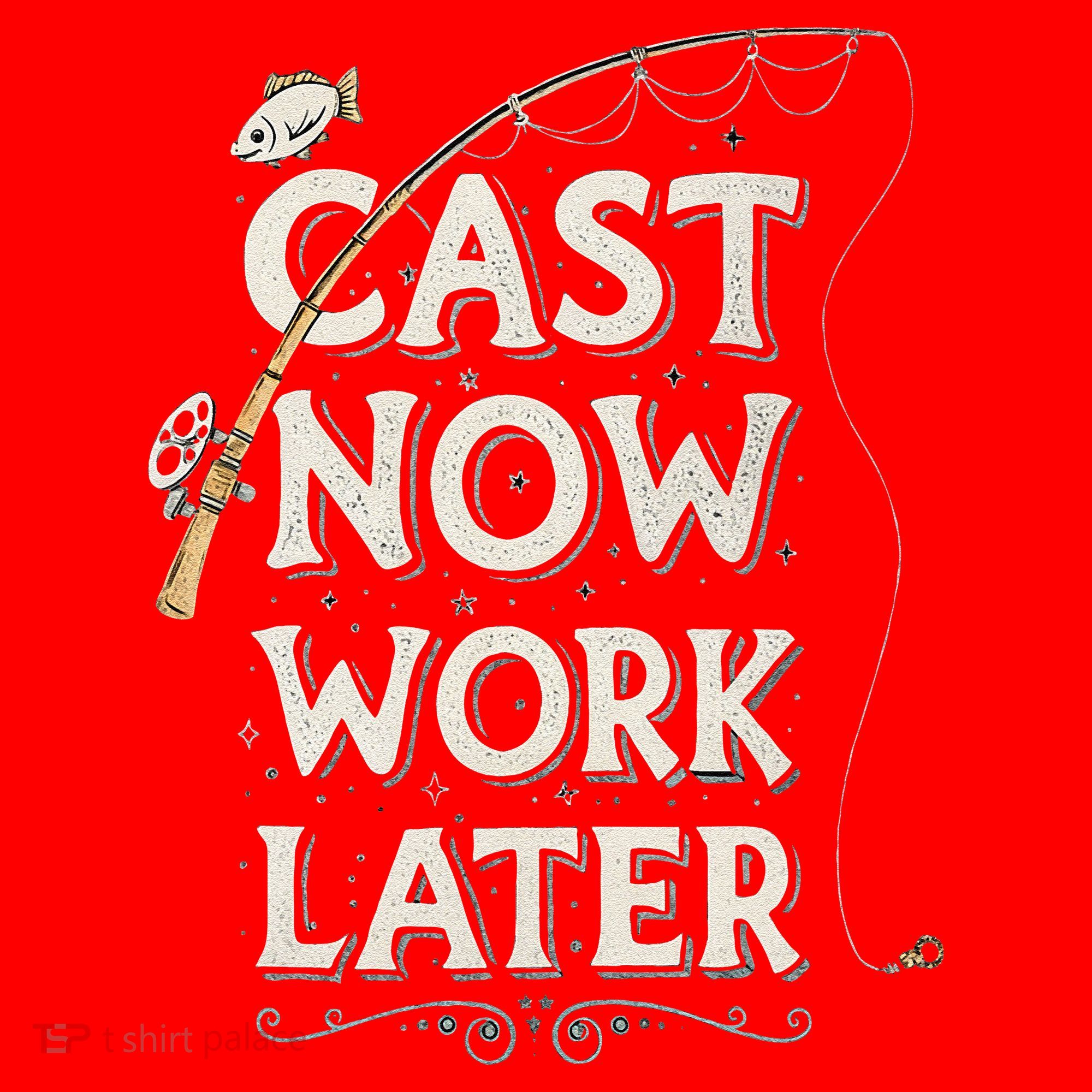 Cast Now Work Later Funny Fishing Angler & Fish Fisherman Santa Hat