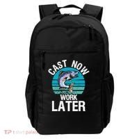 Cast Now Work Later Funny Fishing And Fisherman Backpack thumb 0