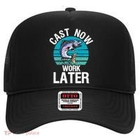 Cast Now Work Later Funny Fishing And Fisherman Hat thumb 0
