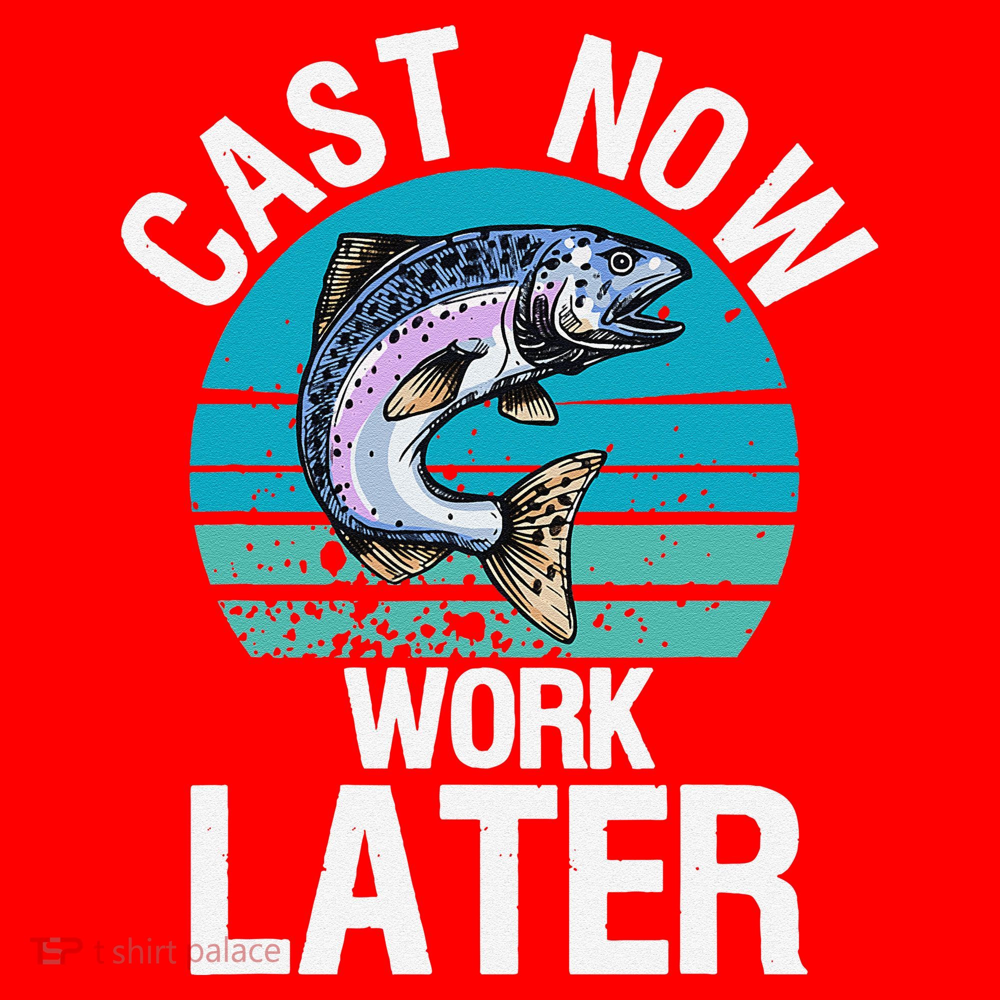 Cast Now Work Later Funny Fishing And Fisherman Santa Hat