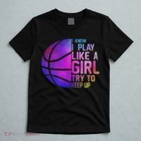 Colorful Ns& Women I Know I Play Like A Girl Basketball T-Shirt thumb 5