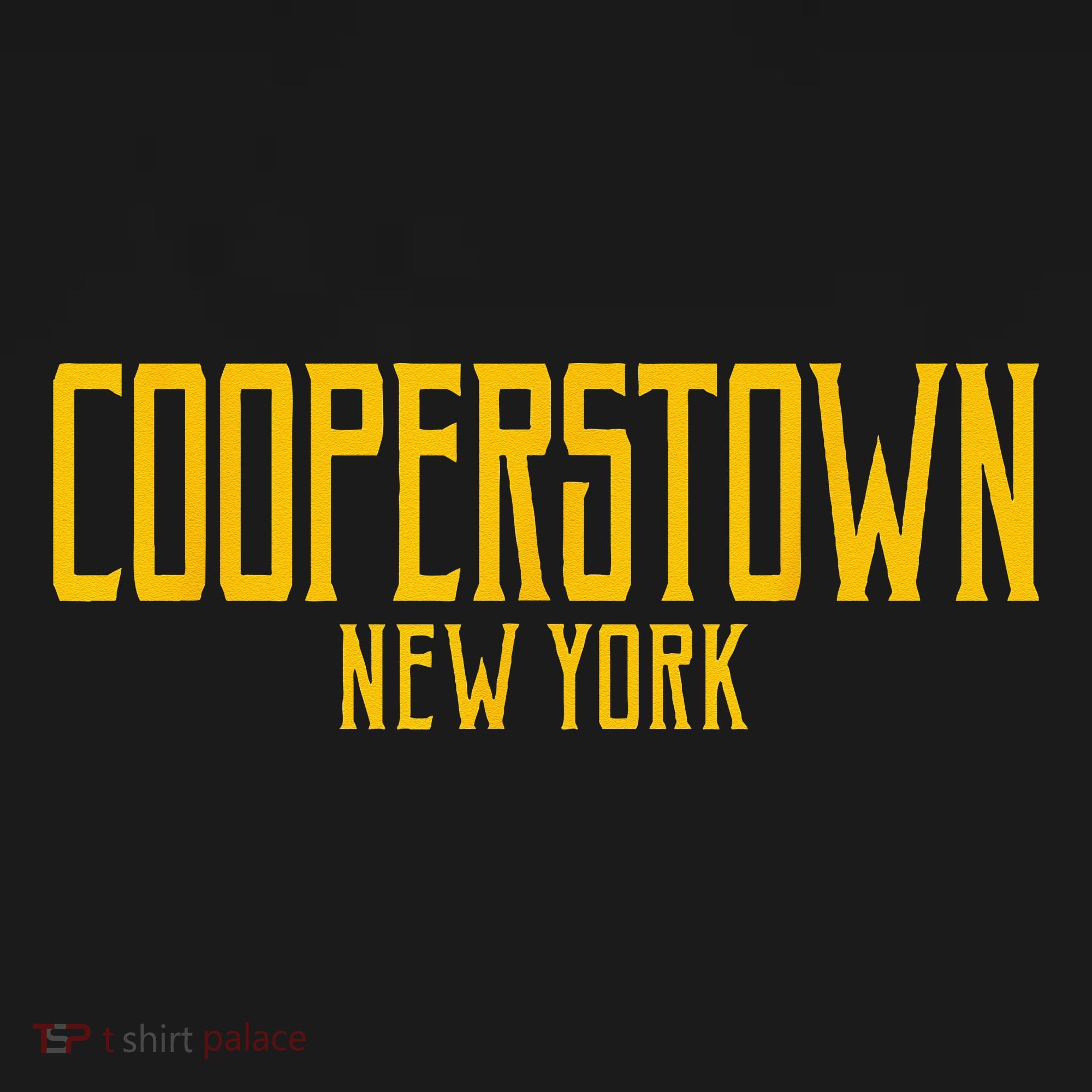 Cooperstown New York Vintage Text Amber Print Polo