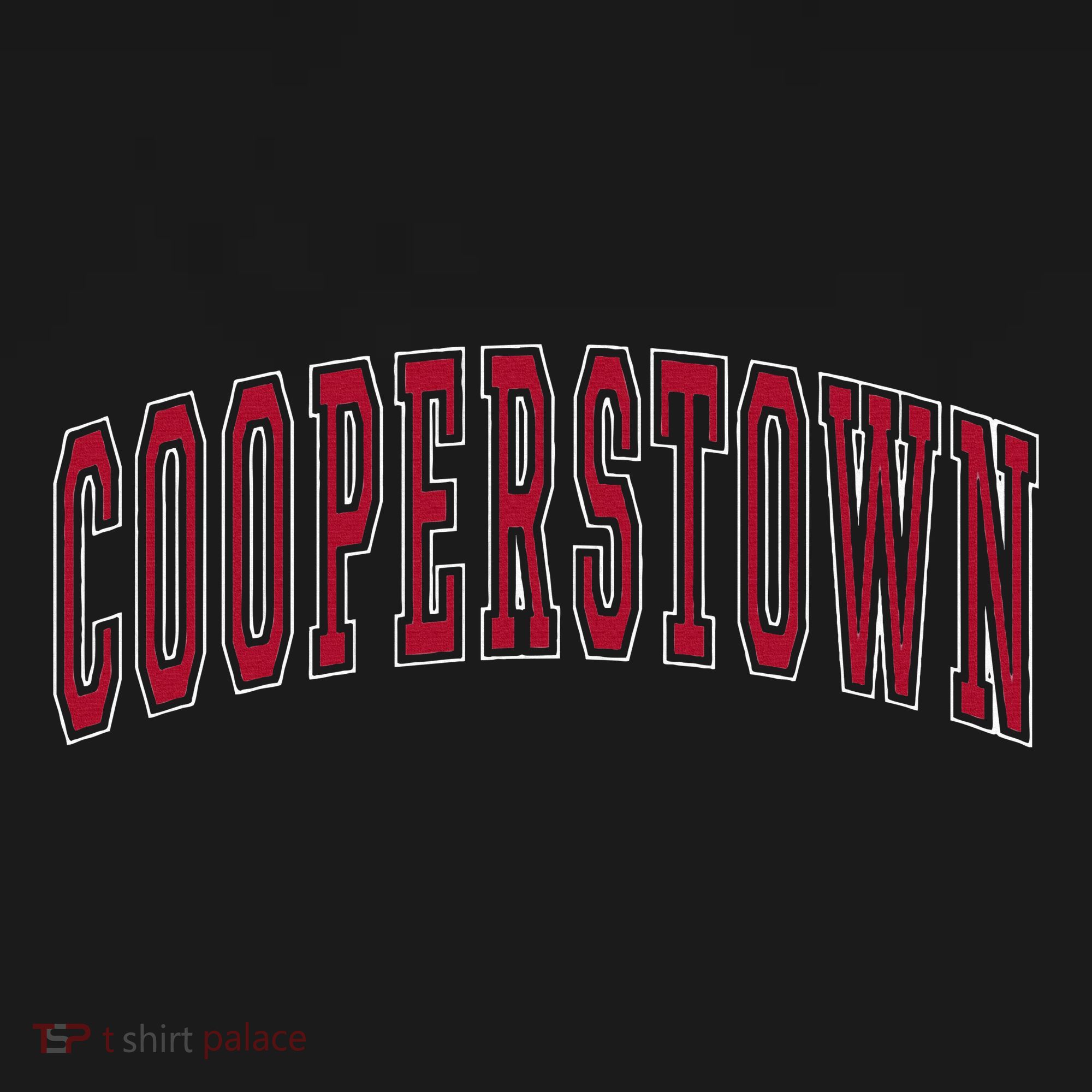 Cooperstown New York Souvenir College Style Red Text T-Shirt