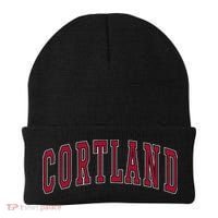 Cortland New York Souvenir College Style Red Text Beanie thumb 0