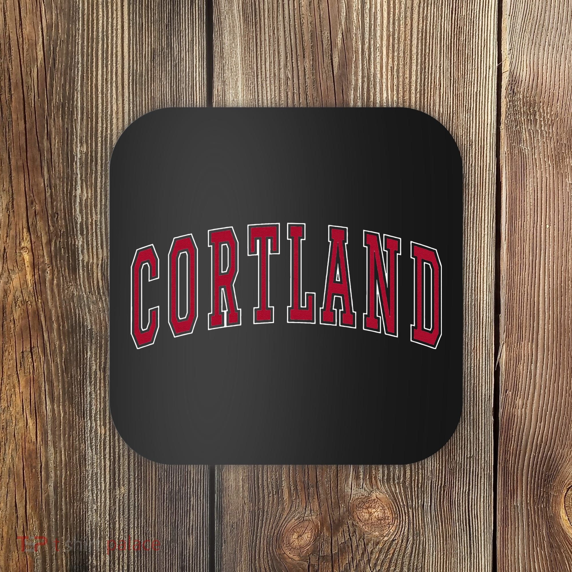 Cortland New York Souvenir College Style Red Text Coaster
