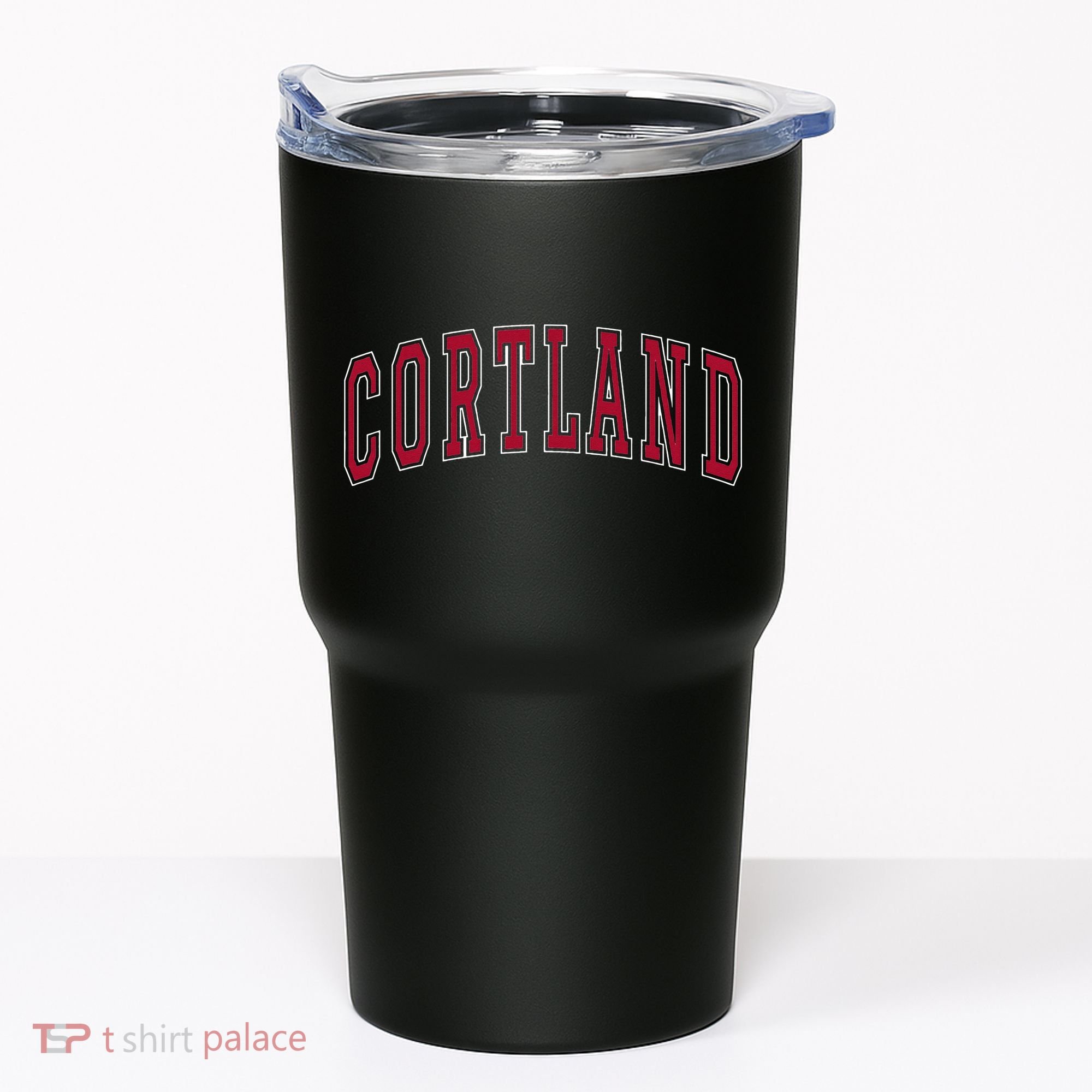 Cortland New York Souvenir College Style Red Text Tumbler