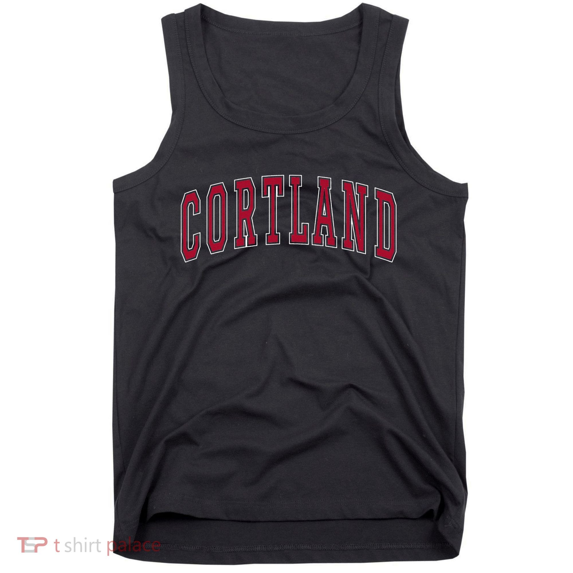 Cortland New York Souvenir College Style Red Text Tank Top