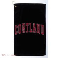 Cortland New York Souvenir College Style Red Text Golf Towel thumb 0