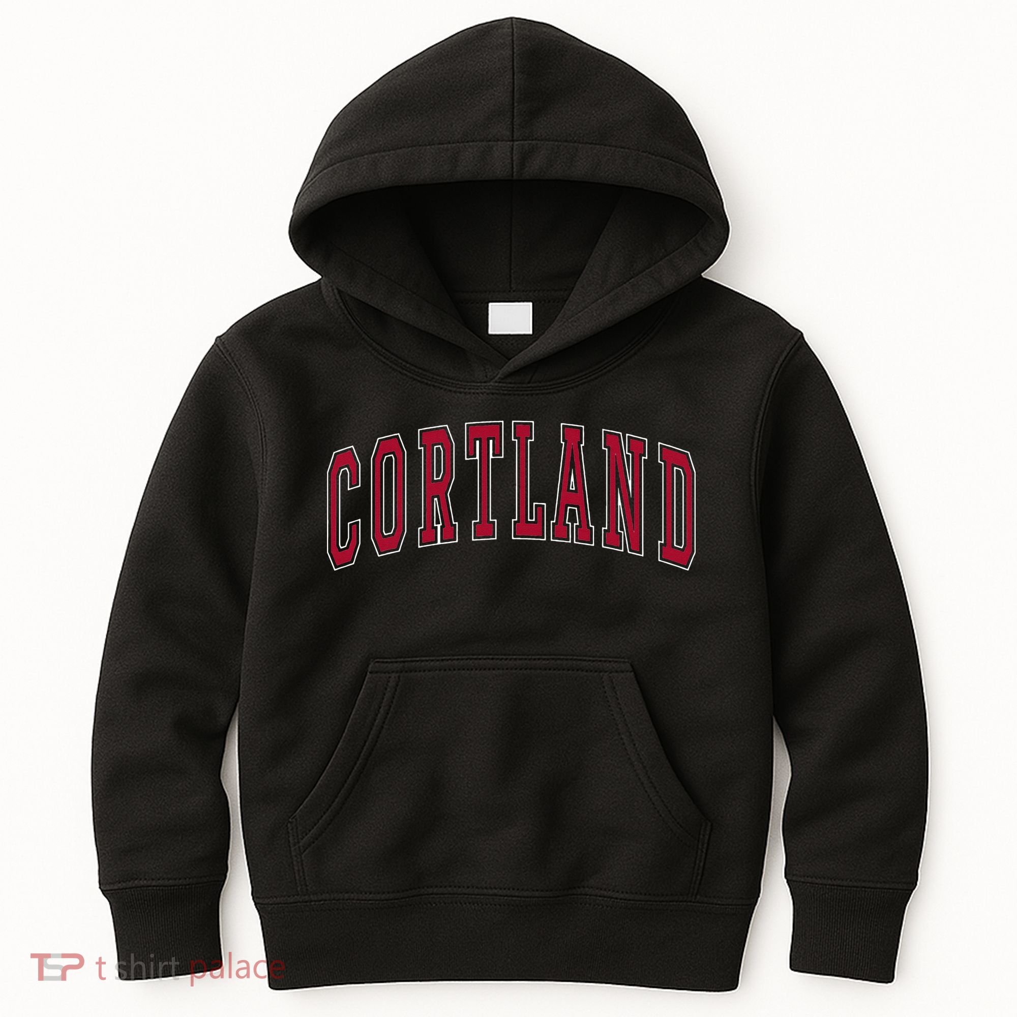 Cortland New York Souvenir College Style Red Text Kids Hoodie