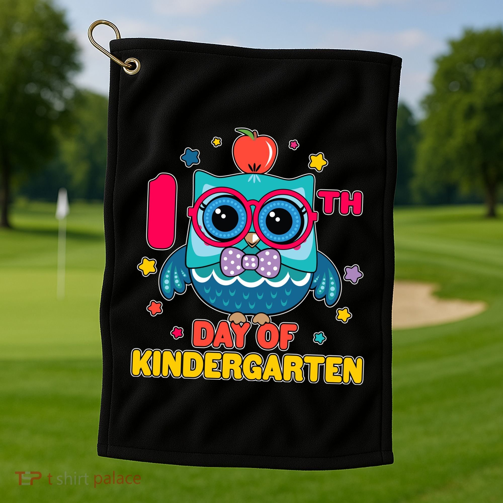 Cute Owl 100th Day Of Kindergarten Golf Towel