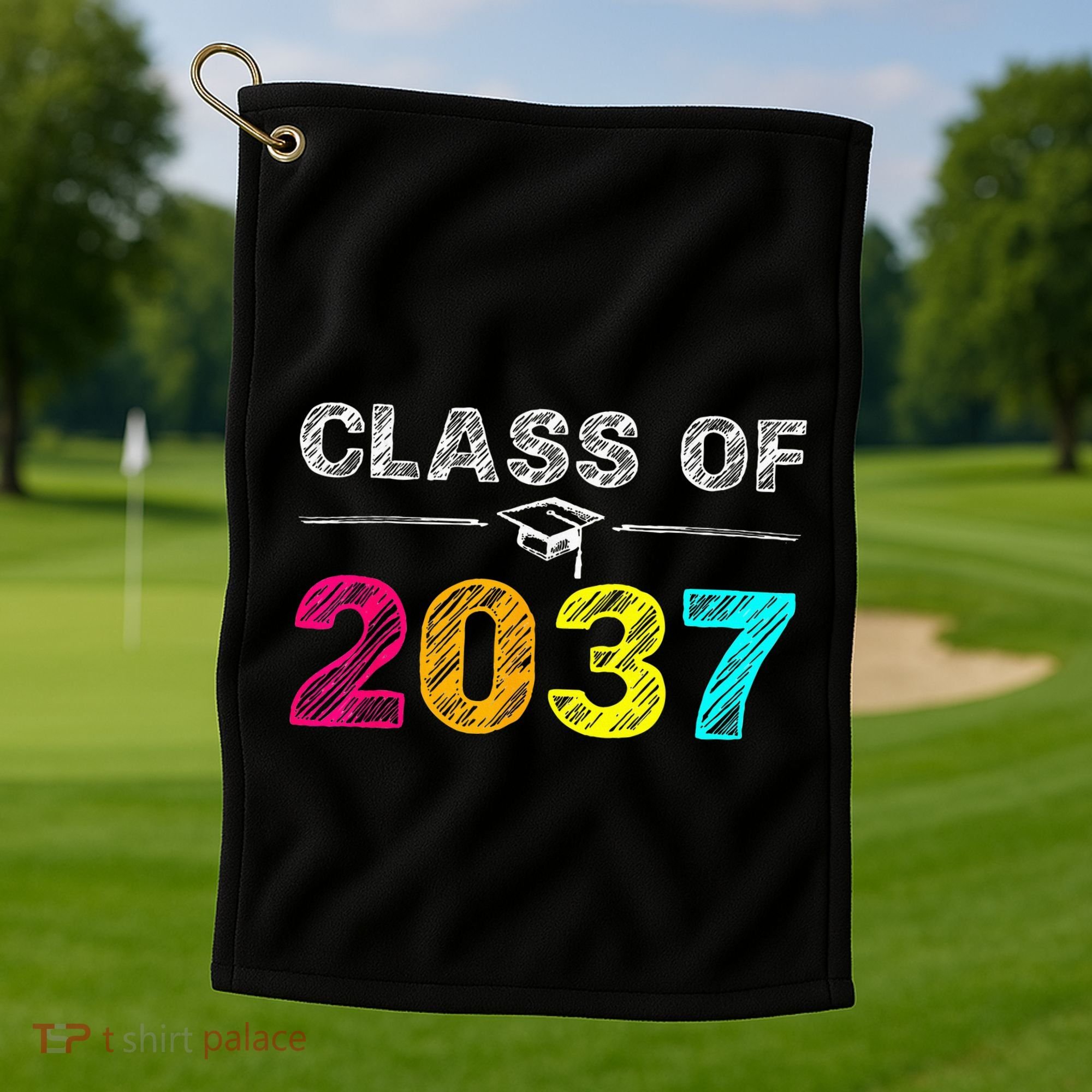 Class Of 2037 Grow With Me First Day Of School Graduation Golf Towel
