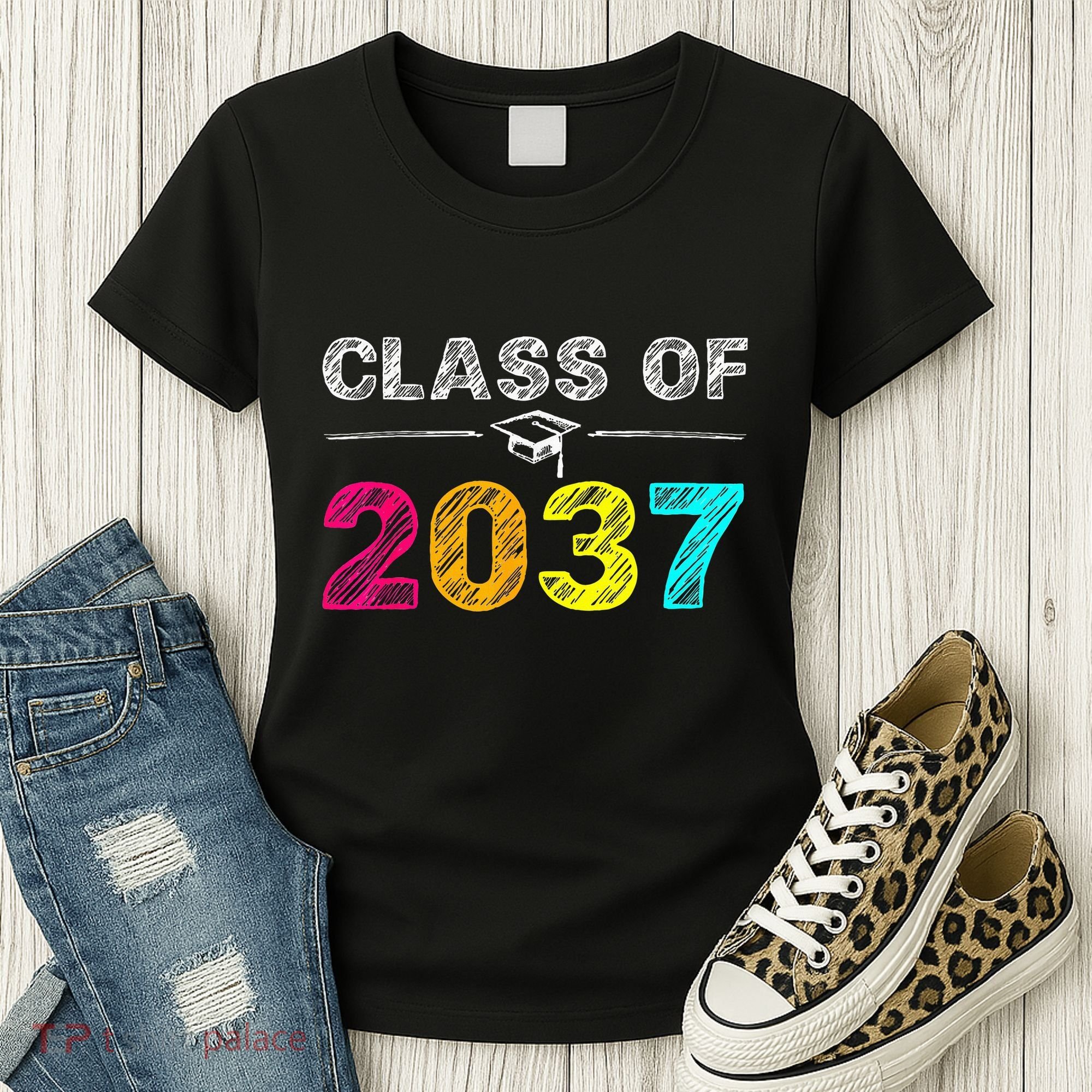 Class Of 2037 Grow With Me First Day Of School Graduation Women's T-Shirt