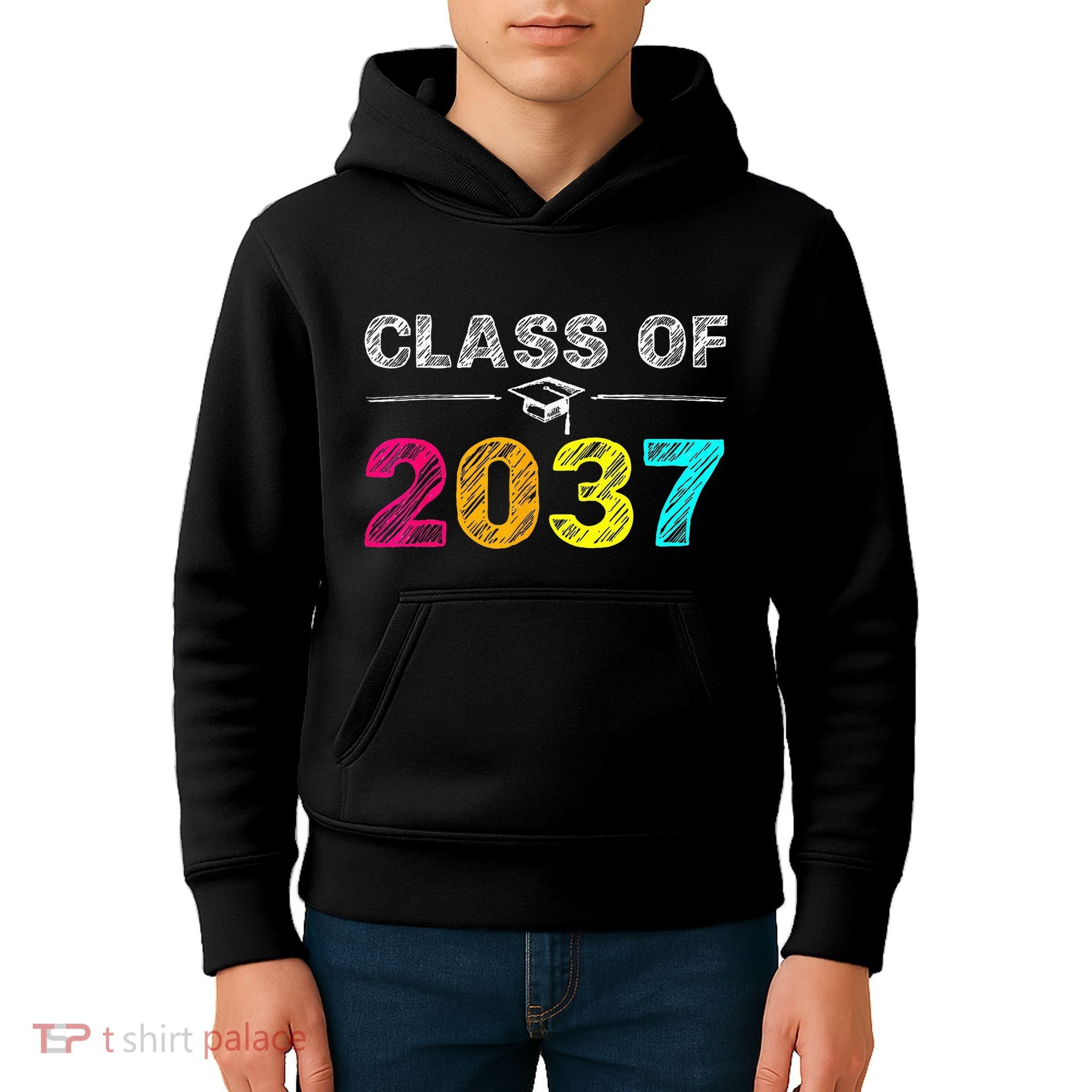 Class Of 2037 Grow With Me First Day Of School Graduation Kids Hoodie