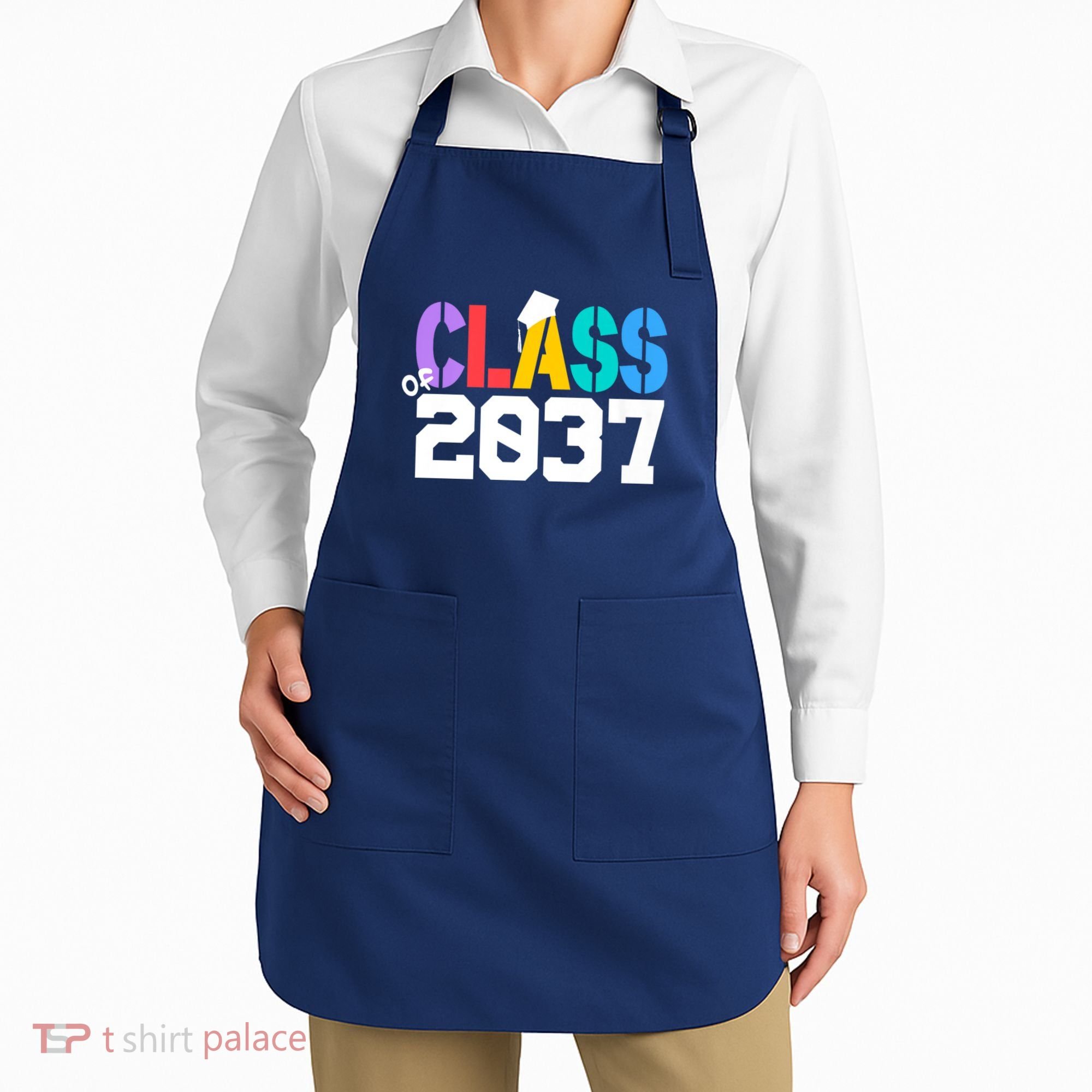 Class Of 2037 Grow With Me First Day Of School Graduation V Apron