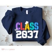 Class Of 2037 Grow With Me First Day Of School Graduation V Sweatshirt thumb 2