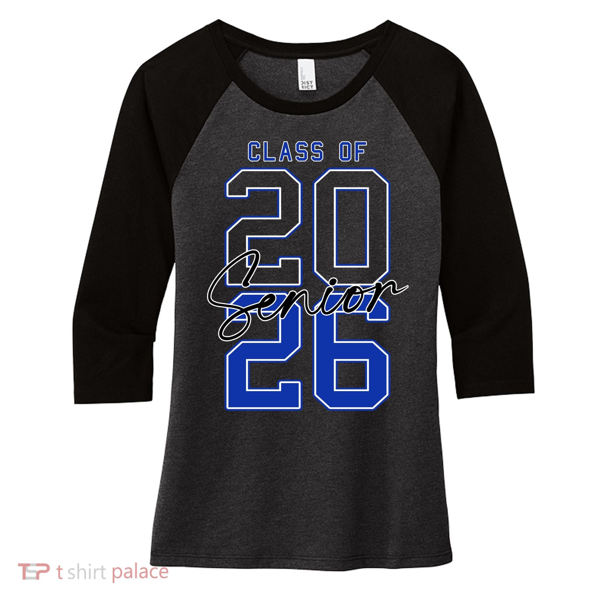 Class Of 2026 Seniors 26 Graduation Senior Grad Women's Tri-Blend 3/4-Sleeve Raglan Shirt