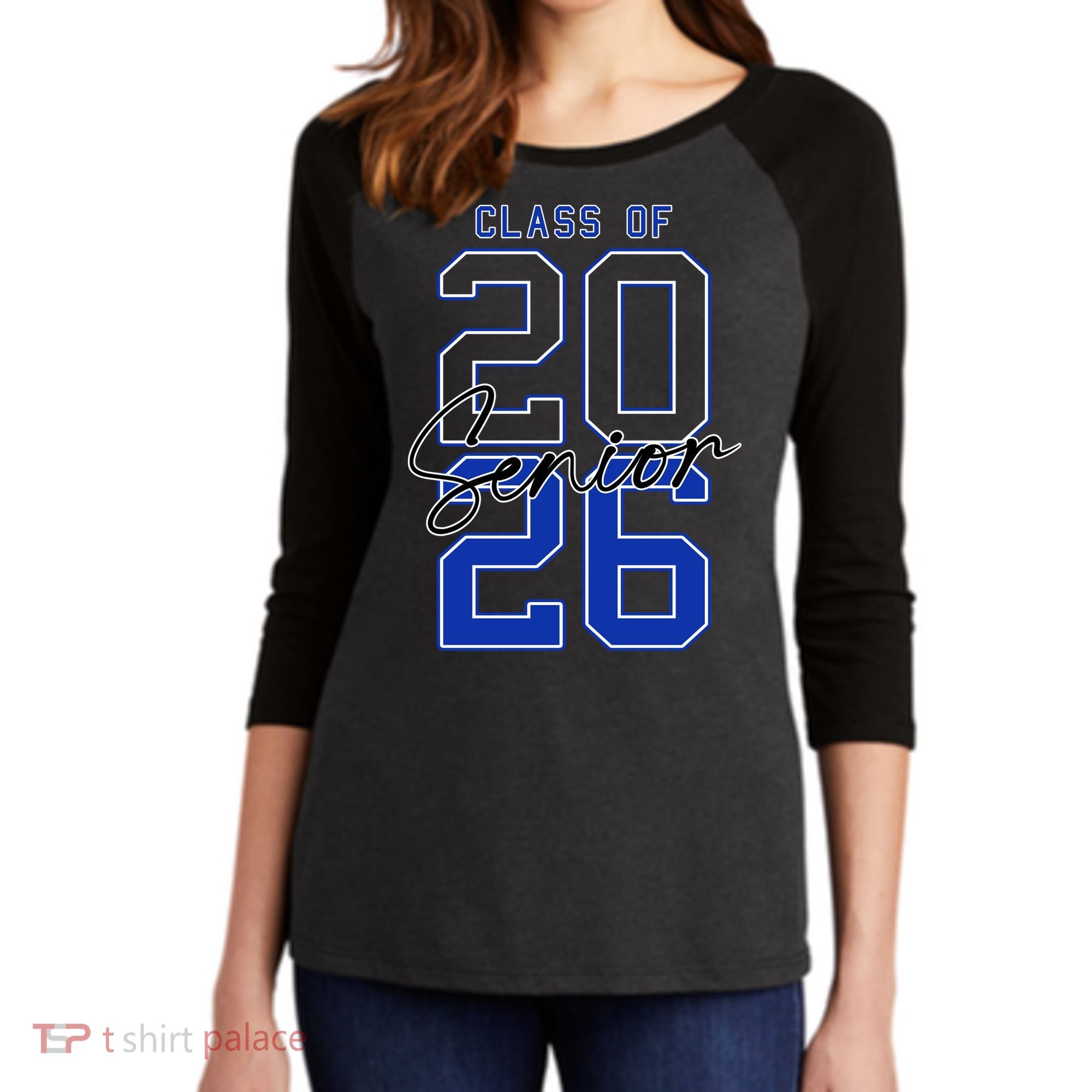 Class Of 2026 Seniors 26 Graduation Senior Grad Women's Tri-Blend 3/4-Sleeve Raglan Shirt