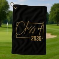 Class Of 2035 Gold Graduation Golf Towel thumb 1