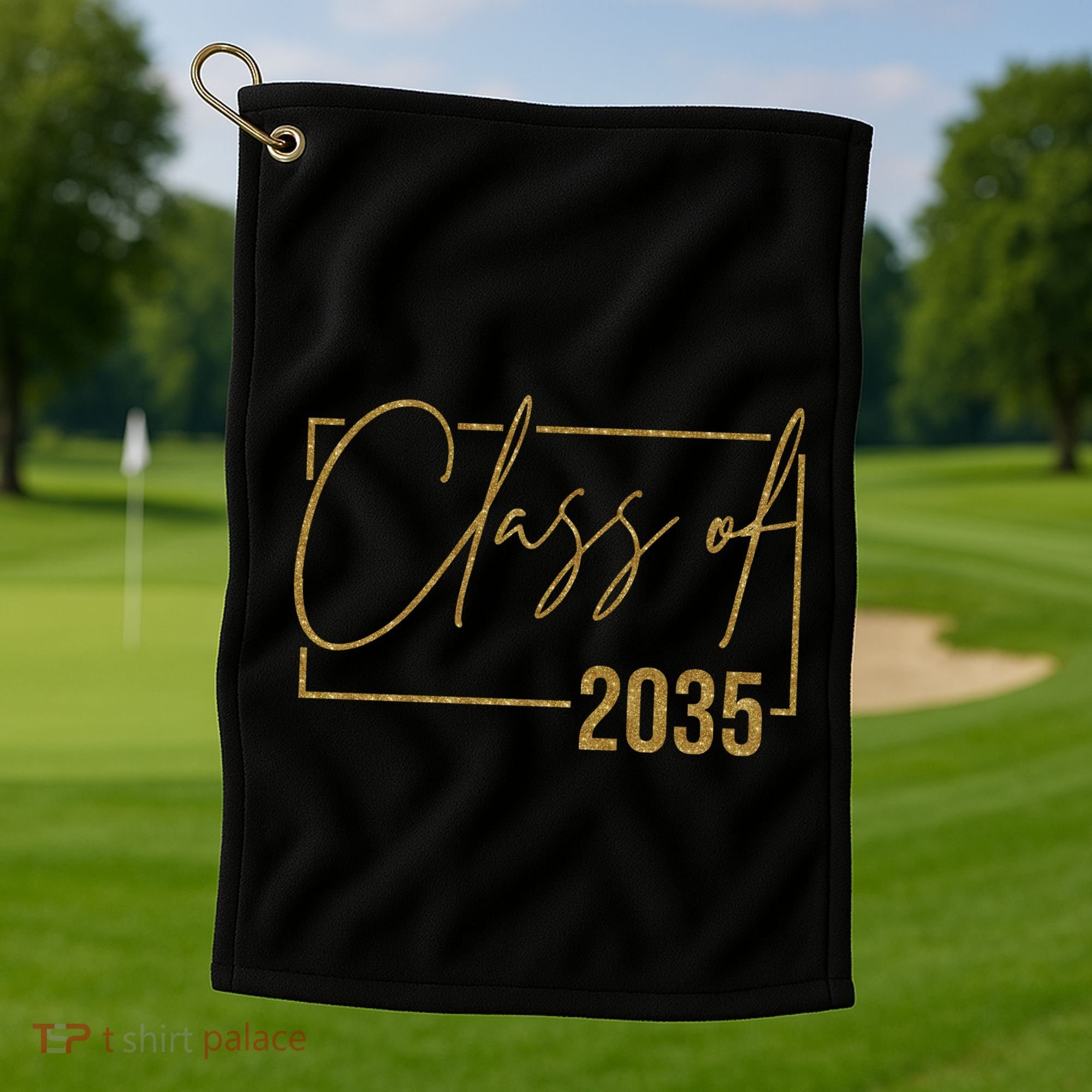 Class Of 2035 Gold Graduation Golf Towel