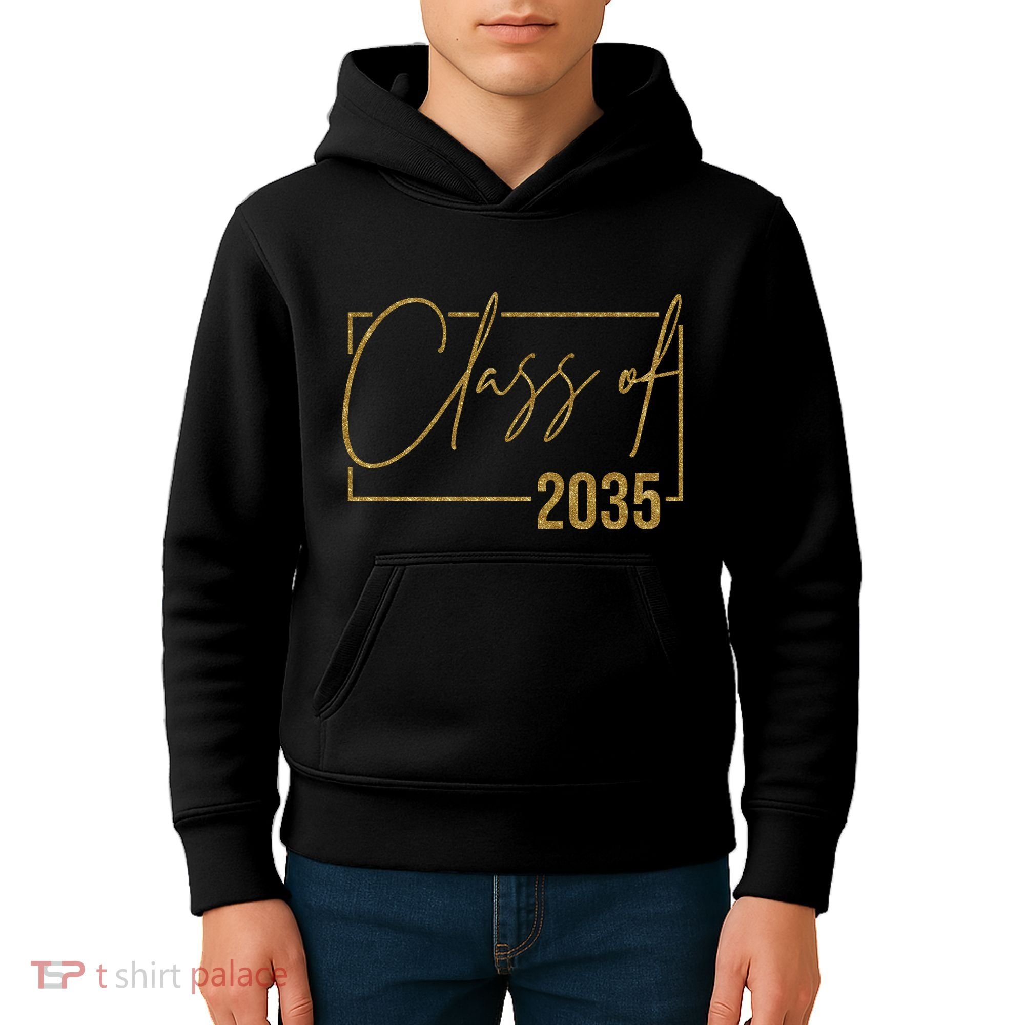 Class Of 2035 Gold Graduation Kids Hoodie