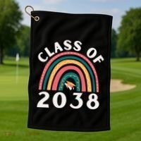 Class Of 2038 Graduation Kindergarten 2038 School Rainbow Gift Golf Towel thumb 1