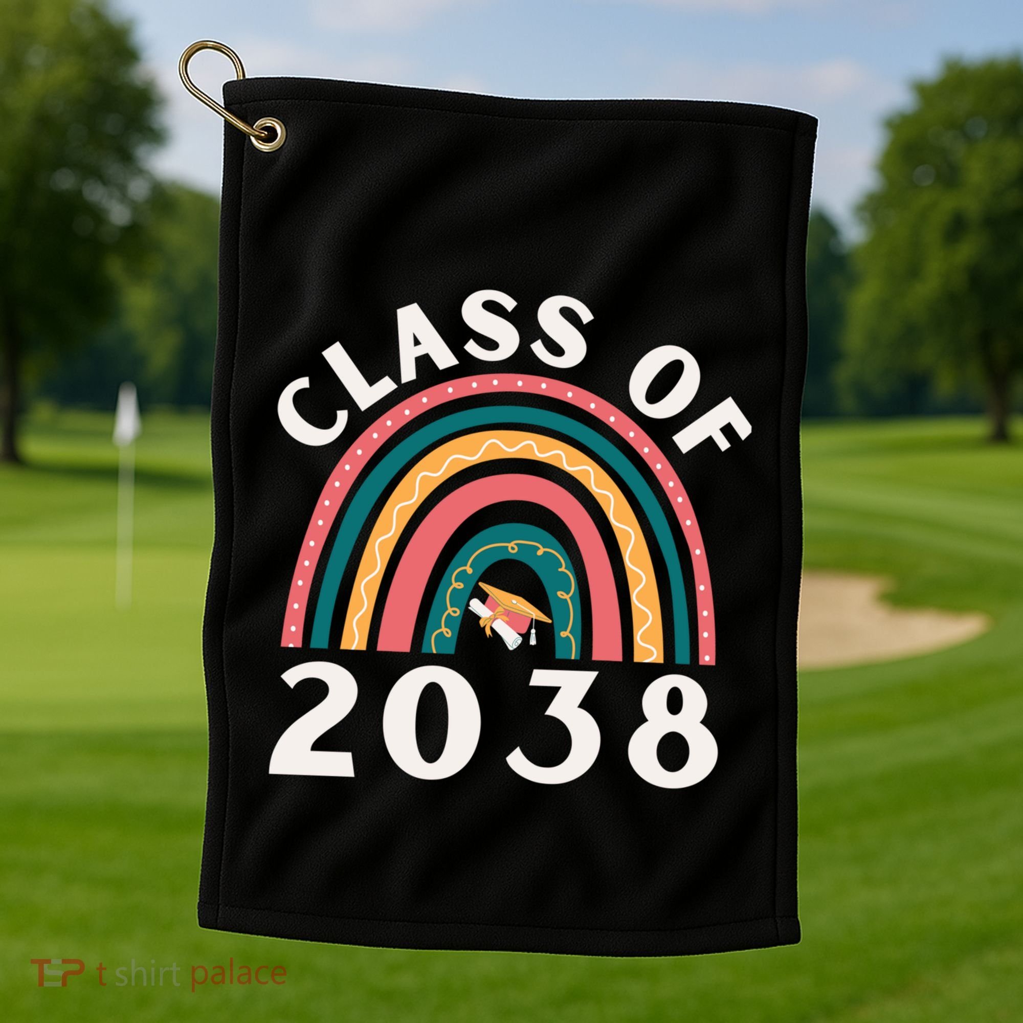 Class Of 2038 Graduation Kindergarten 2038 School Rainbow Gift Golf Towel