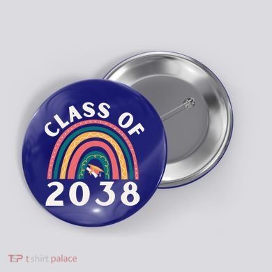 Class Of 2038 Graduation Kindergarten 2038 School Rainbow Gift Button