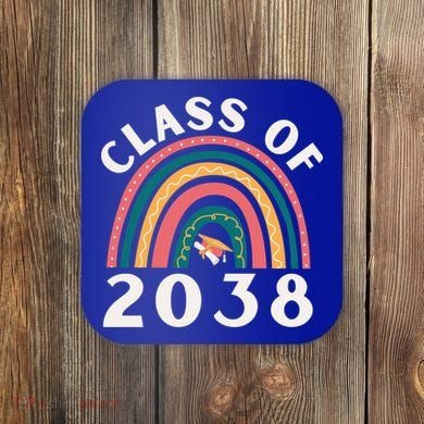 Class Of 2038 Graduation Kindergarten 2038 School Rainbow Gift Coaster