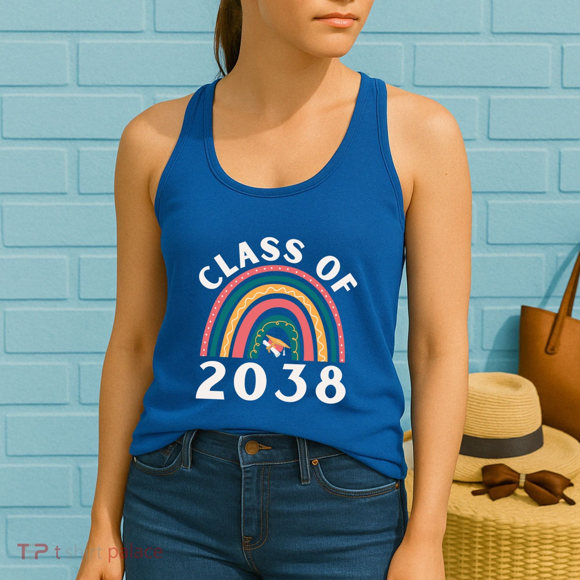 Class Of 2038 Graduation Kindergarten 2038 School Rainbow Gift Women's Tank Top