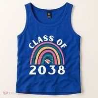 Class Of 2038 Graduation Kindergarten 2038 School Rainbow Gift Tank Top thumb 2