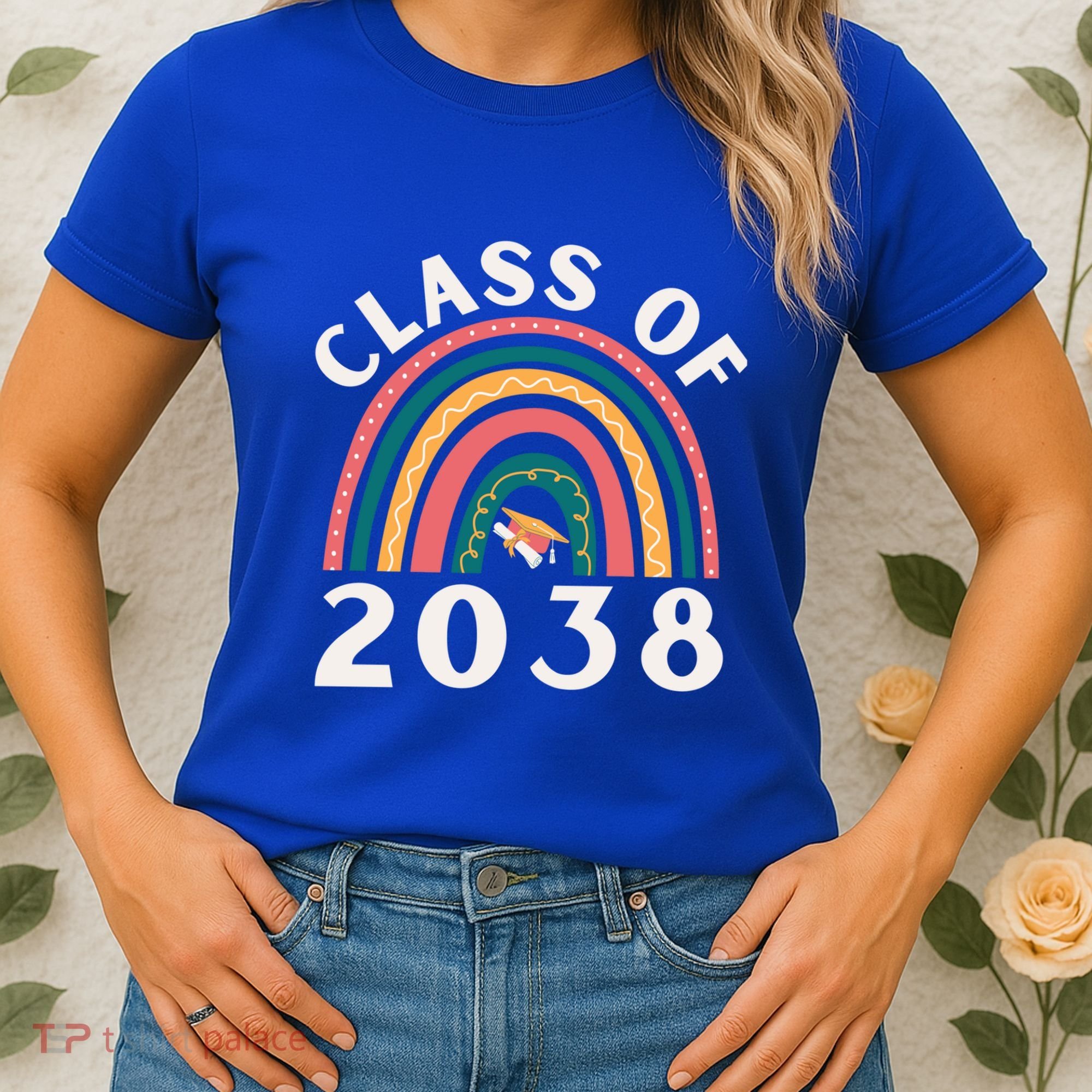 Class Of 2038 Graduation Kindergarten 2038 School Rainbow Gift Women's T-Shirt