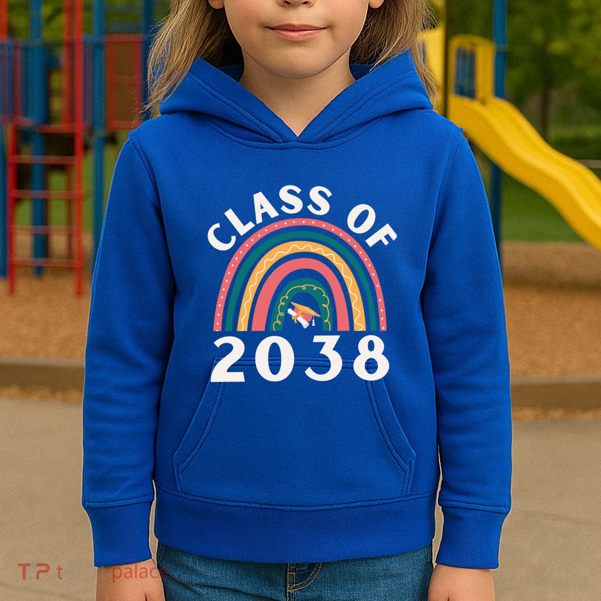 Class Of 2038 Graduation Kindergarten 2038 School Rainbow Gift Kids Hoodie