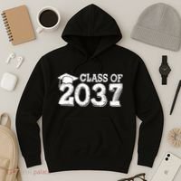 Class Of 2037 Grow With Me Handprints Space On Back Hoodie thumb 3