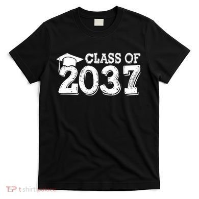 Class Of 2037 Grow With Me Handprints Space On Back T-Shirt