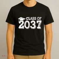 Class Of 2037 Grow With Me Handprints Space On Back T-Shirt thumb 3