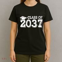 Class Of 2037 Grow With Me Handprints Space On Back T-Shirt thumb 4