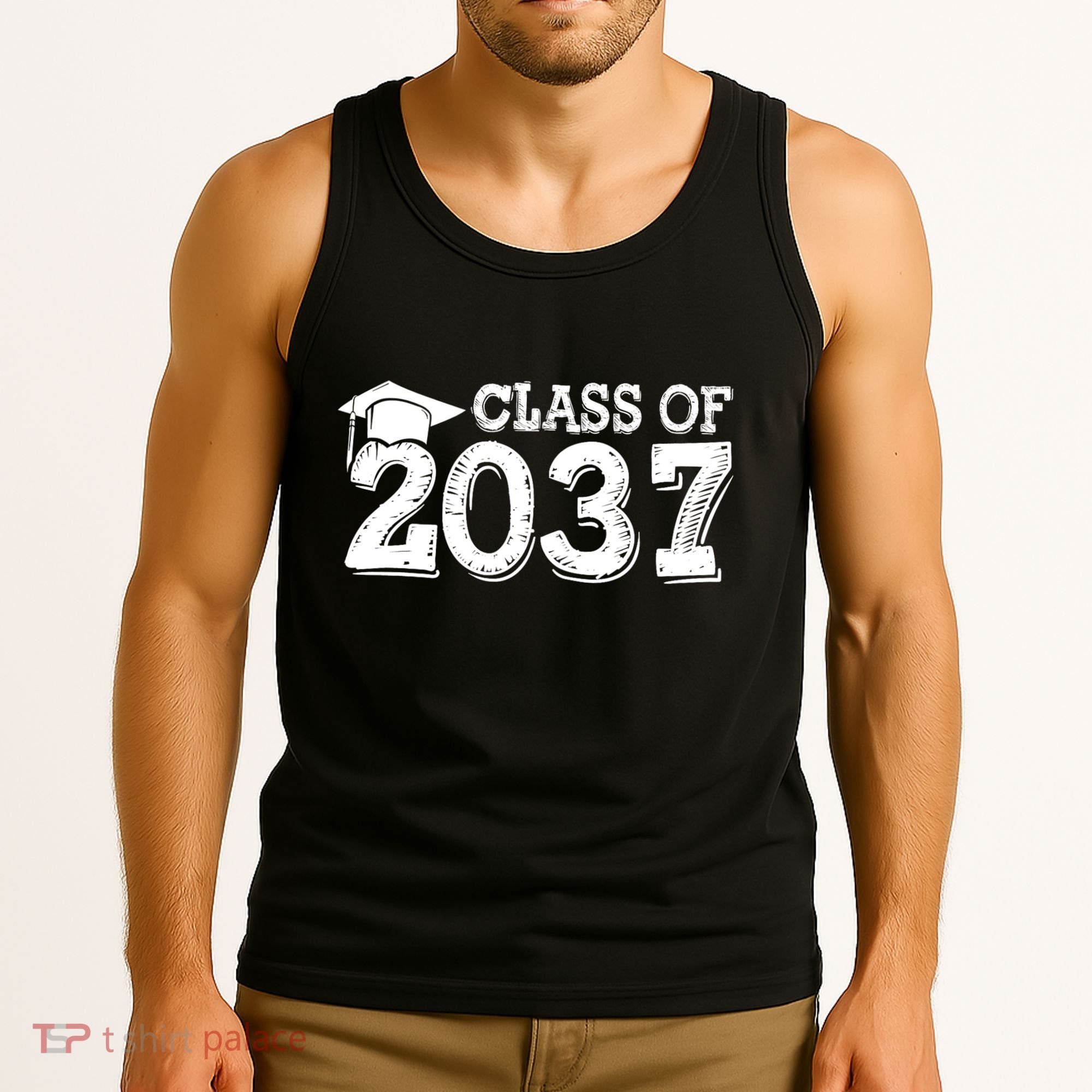 Class Of 2037 Grow With Me Handprints Space On Back Tank Top