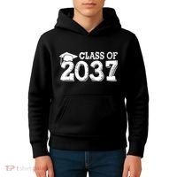 Class Of 2037 Grow With Me Handprints Space On Back Kids Hoodie thumb 4