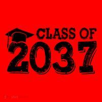 Class Of 2037 Grow With Me Handprints Space On Back Santa Hat thumb 1