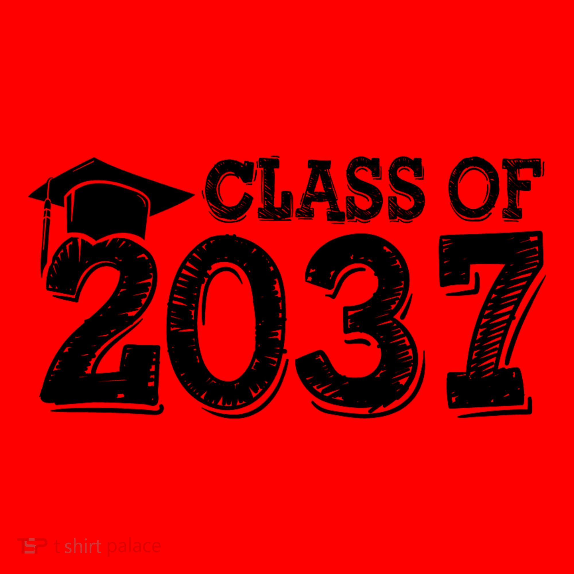 Class Of 2037 Grow With Me Handprints Space On Back Santa Hat