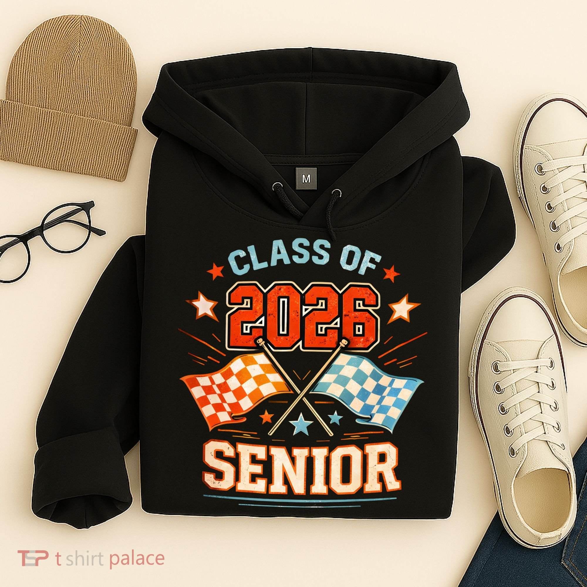 Class Of 2026 Senior Racing Flags Hoodie