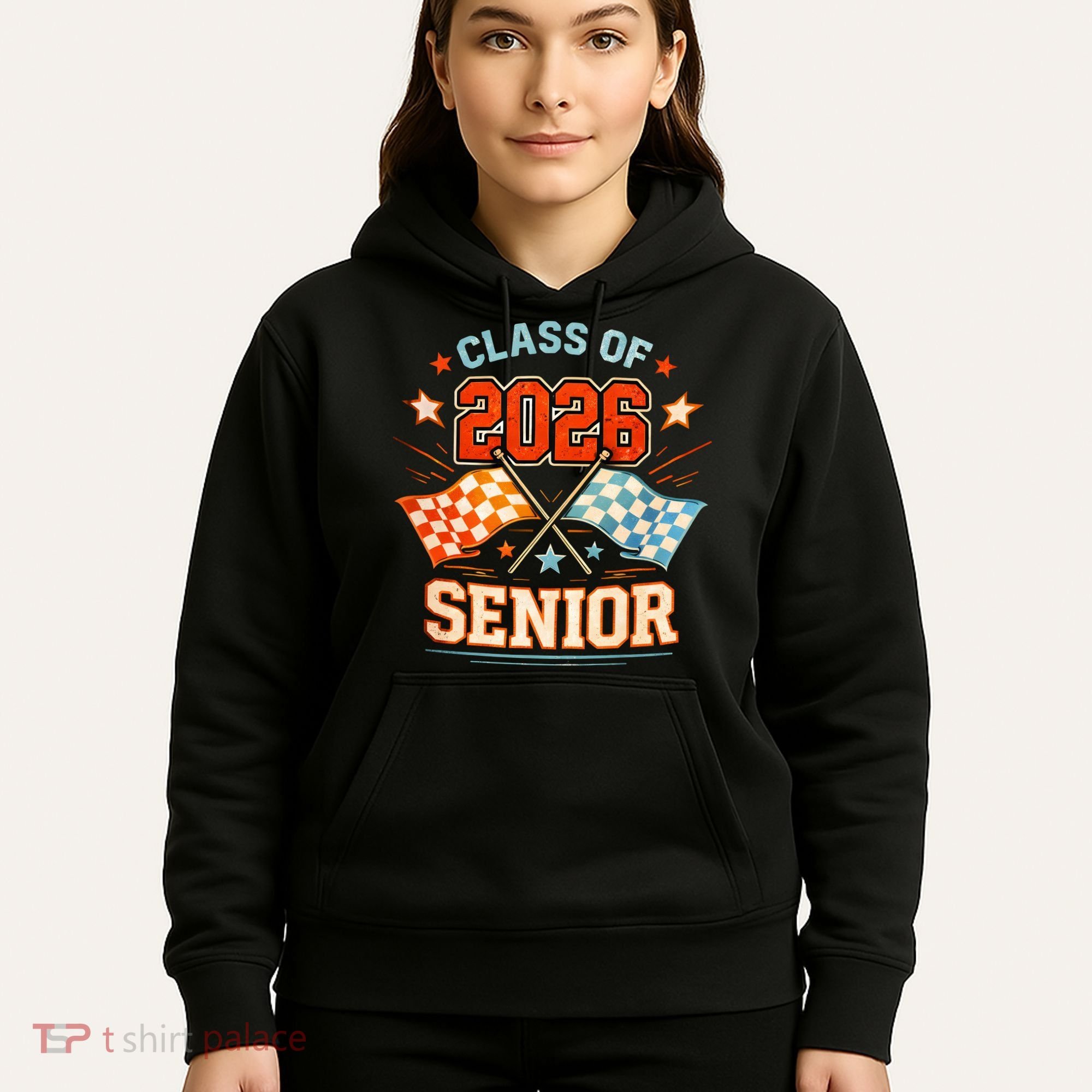 Class Of 2026 Senior Racing Flags Hoodie