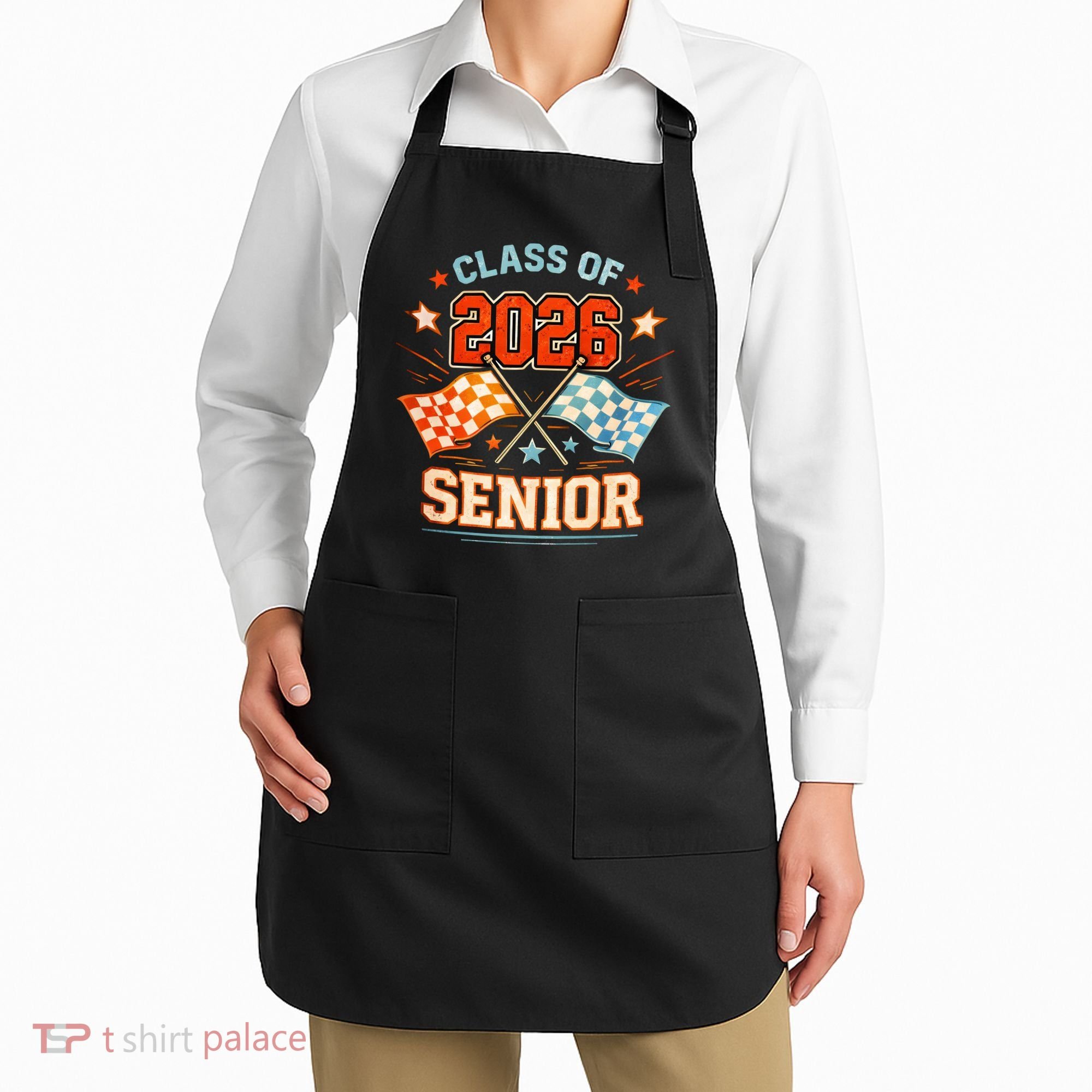 Class Of 2026 Senior Racing Flags Apron